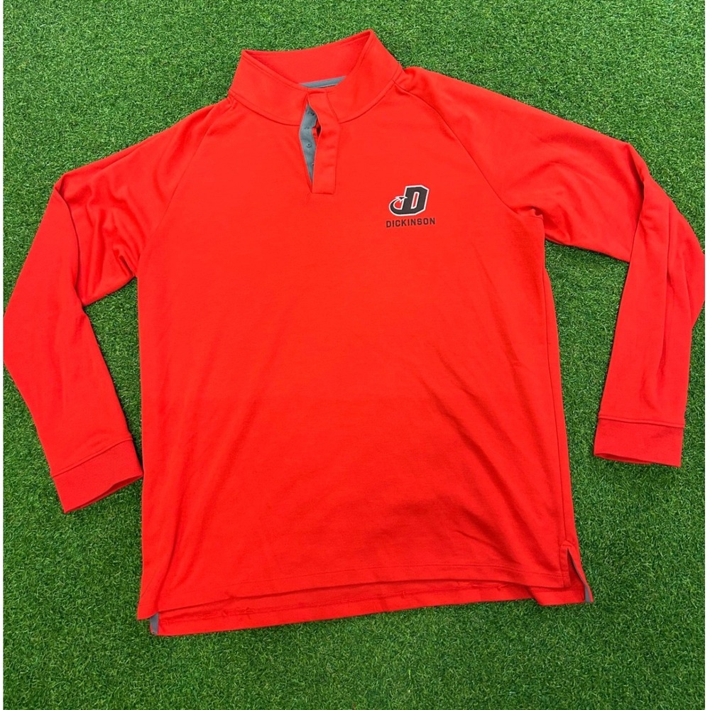 Under Armour Dickinson College Red Snap Neck Pullover Top Mens XL Raglan Sleeve